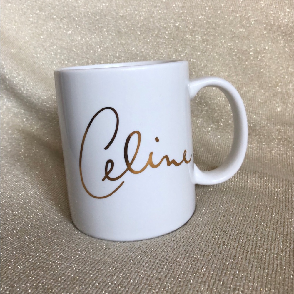 Celine Signature White and Gold Mug